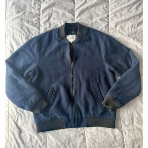 Ben Sherman Navy Blue Wool Blend Bomber Jacket Men's Size Medium Quilted Lining